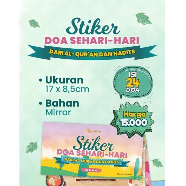 

Stiker Sticker Doa Do'a Sehari-hari Bergambar Ukuran Besar Jumbo 17cm x 8,5cm dari Al-Qur'an Sunnah AlAbror Media
