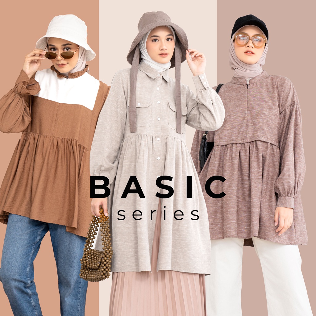Maydee Tunik Wanita Casual Atasan Wanita Tunik kemeja wanita Polos
