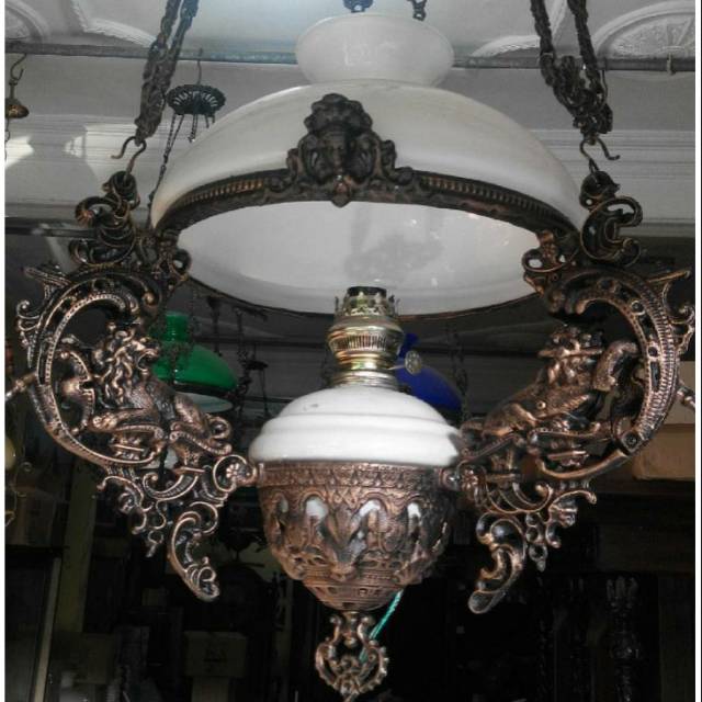 LAMPU GANTUNG KEREK ANTIK KLASIK JAWA BETAWI VINTAGE JOGLO CAFE DIAMETER 35CM
