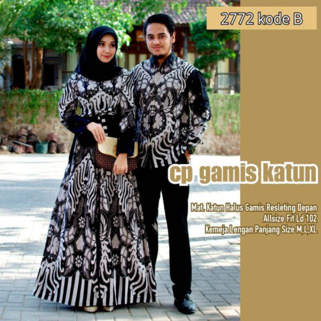 Baju batik gamis couple katun anak muda modern