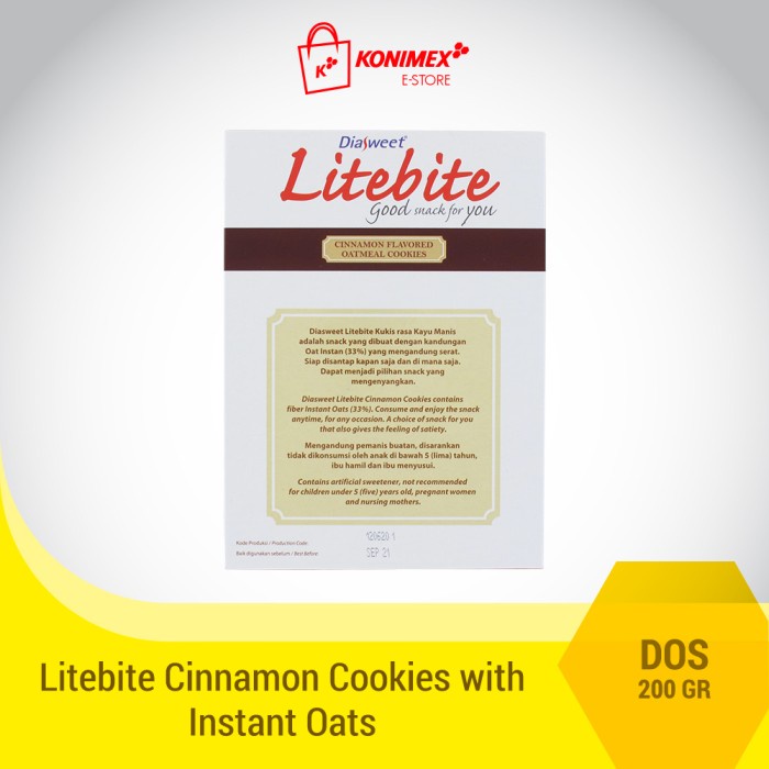 

504Omekho Diasweet Litebite Cinnamon Biskuit Bebas Gula Kaya Serat 200Gr Sehat Jy60Jhh