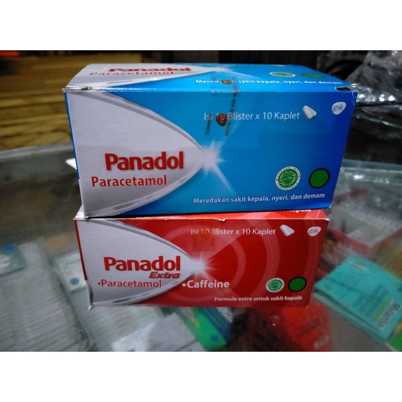 panadol extra dan biru,per strip isi 10tablet.