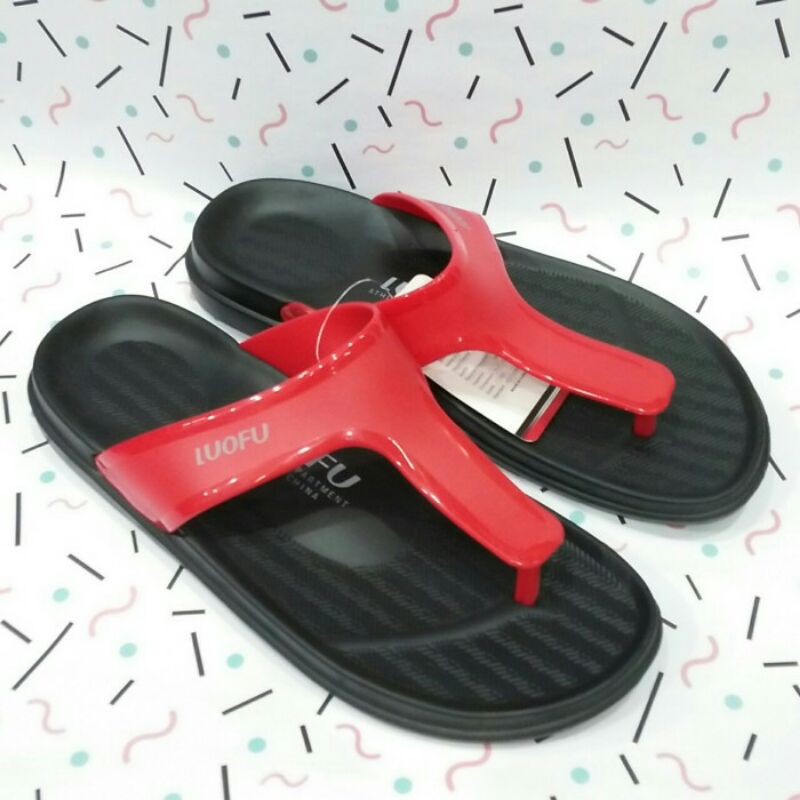 obral sandal loufu jepit pria merah
