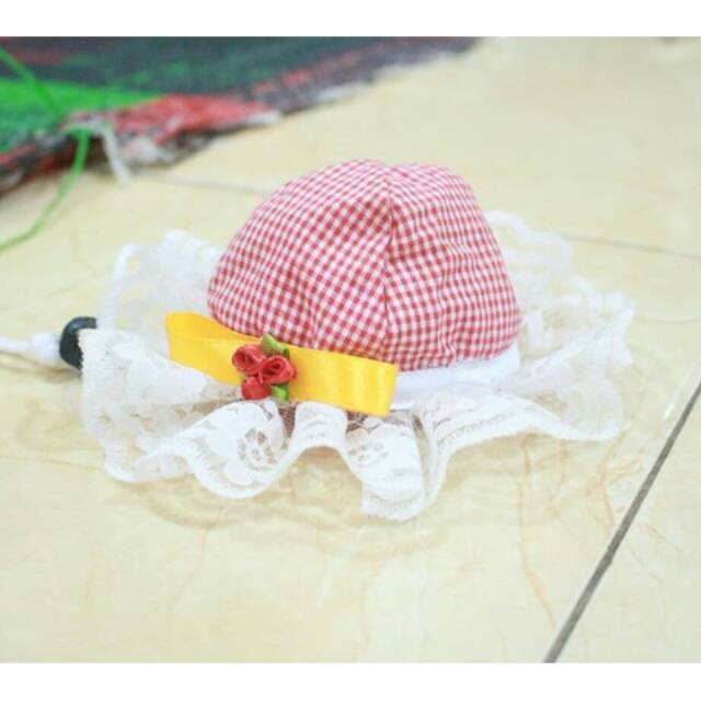 Topi pantai lucu renda/ untuk kucing size S dan L