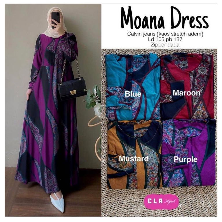 Salma Dress - Gamis Wanita Calvin Jeans Terbaru LD110 Busui Jumbo / R.19 - 033-5966