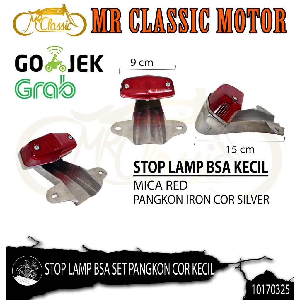 Stop Lamp/Lampu Belakang BSA Kecil Plus Pangkon Besi Silver Variasi Motor Custom