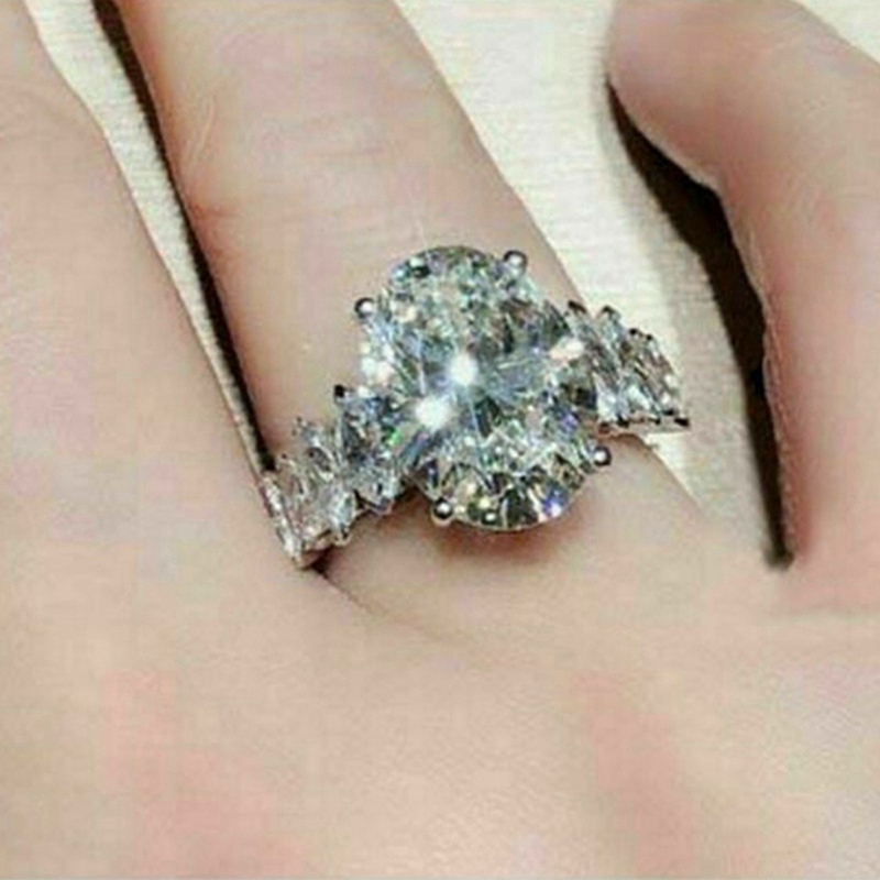 Princess Big Diamond 925 Sterling Silver Ring Fashion Bride Engagement Party Jewelry Wedding Band Size 5-11