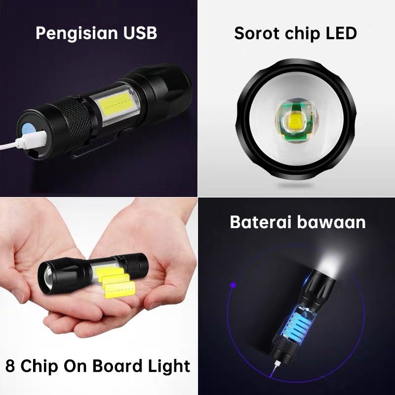 SENTER SWAT MINI ZOOM SENTER POLICE LED COB Recharge VA-511