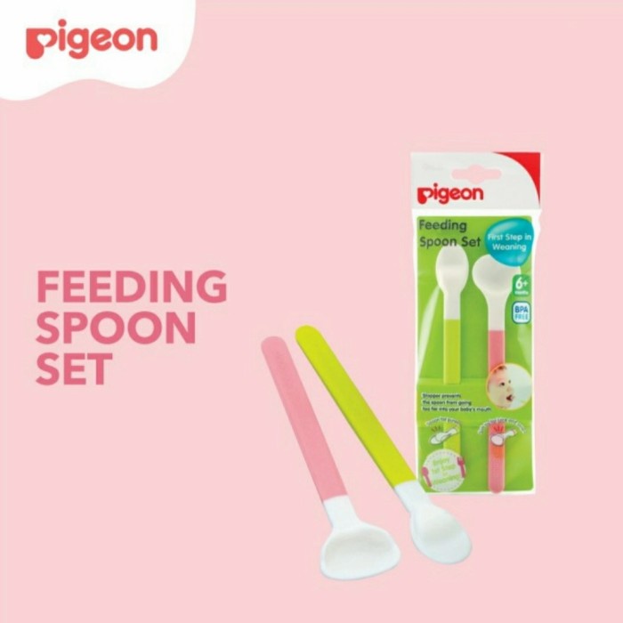 PIGEON Feeding Spoon Set 2Pcs Sendok Bayi Pigeon Baby Feeding Spoon Pigeon