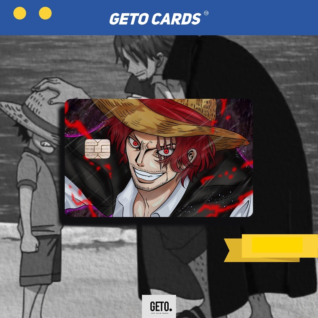 

Stiker skin kartu ATM hologram anime One Piece RED karakter Shanks Sticker hologram cards debit kredit aman aksesoris wibu