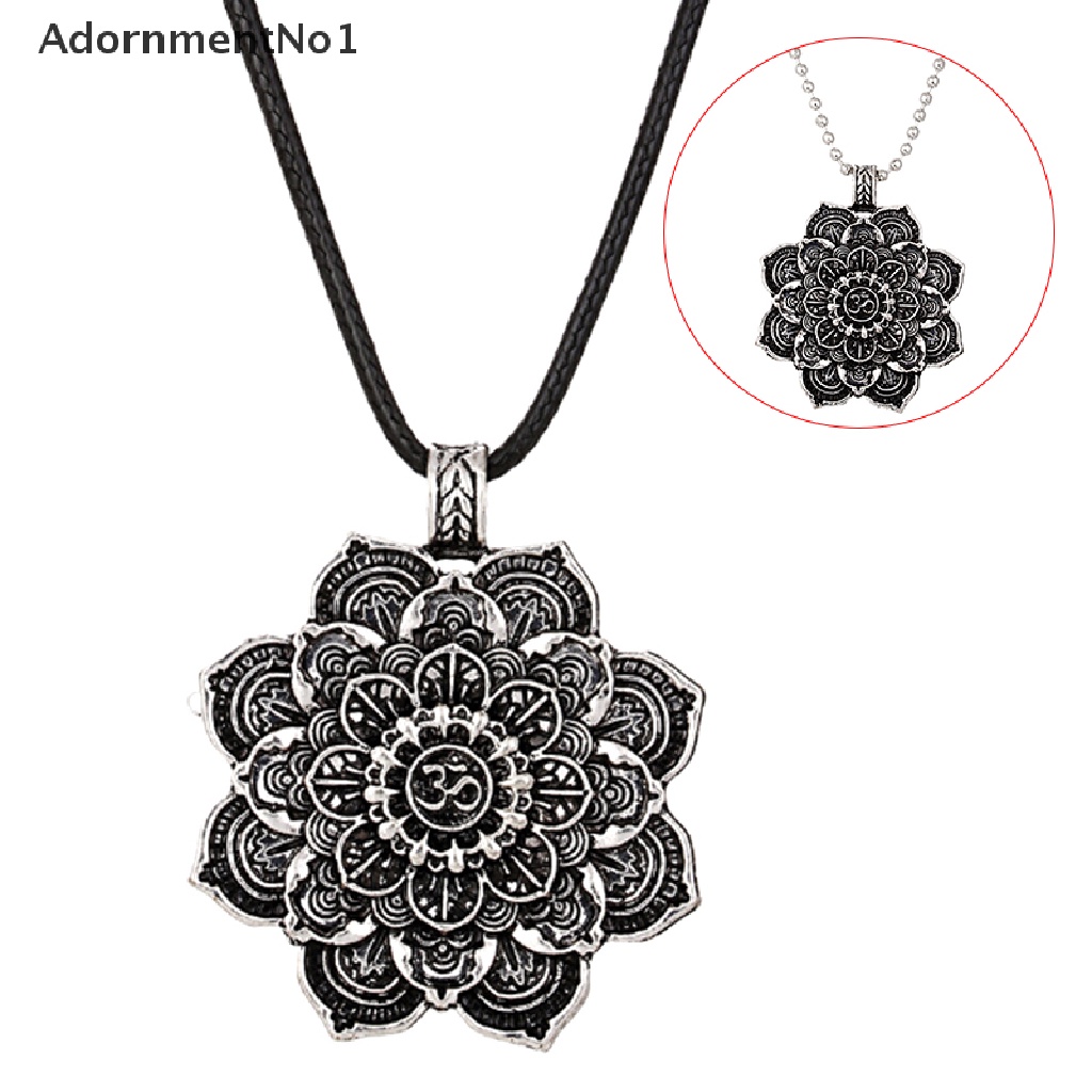 (AdornmentNo1) 1pc Kalung Rantai Pendan Jimat Pola Geometri Tibet Mandala Gaya Retro