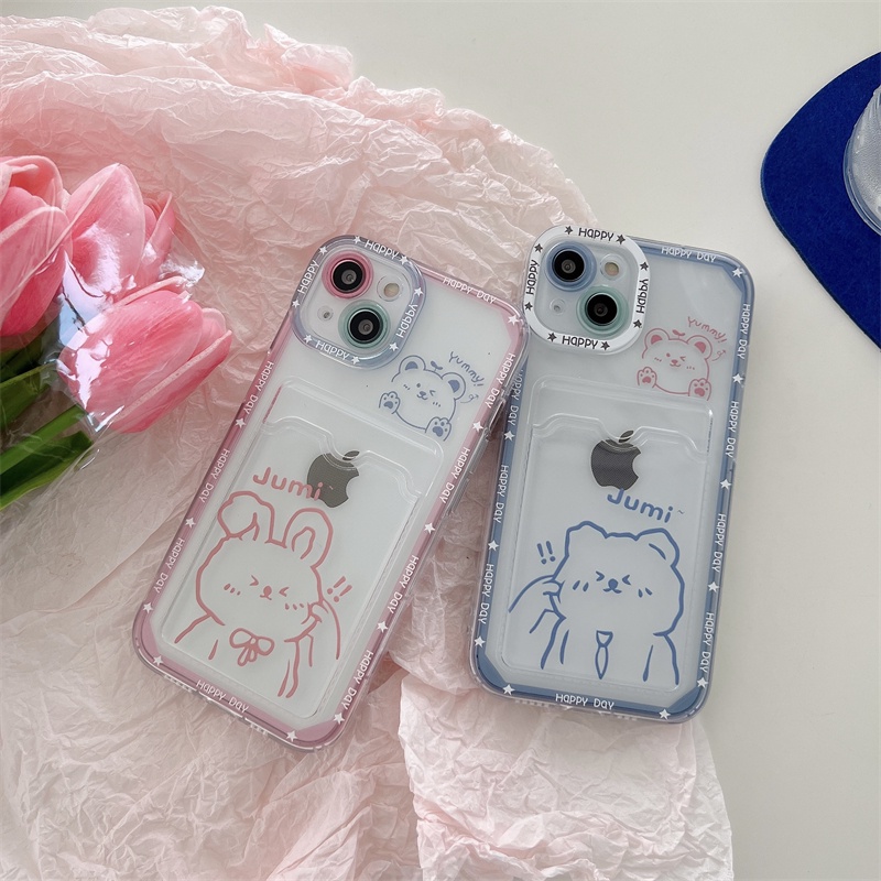 Soft Case Transparan Desain Kelinci Beruang Kecil Untuk Iphone 7 8 Plus X XR XS 11 Pro MAX 12 13 Pro MAX