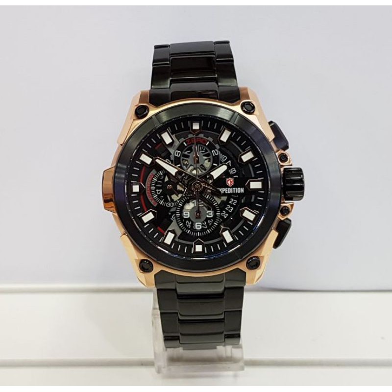 Jam Tangan Expedition E6793M Black / Rose gold Original