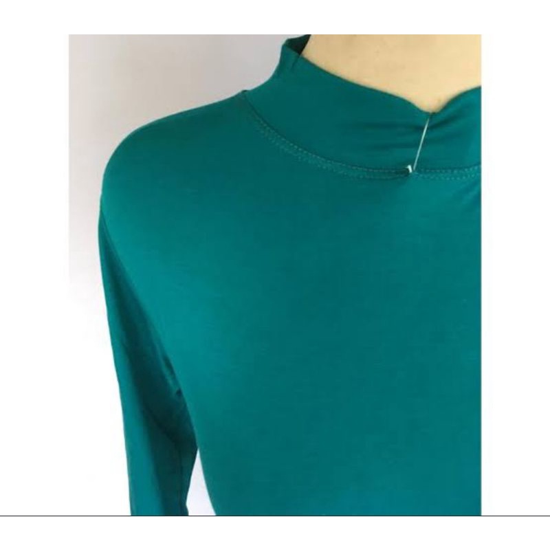 PROMO MANSET BADAN POLOS TEBAL ADEM TURTLENECK BAHAN KAOS TIDAK LICIN-HIJAU TOSKA