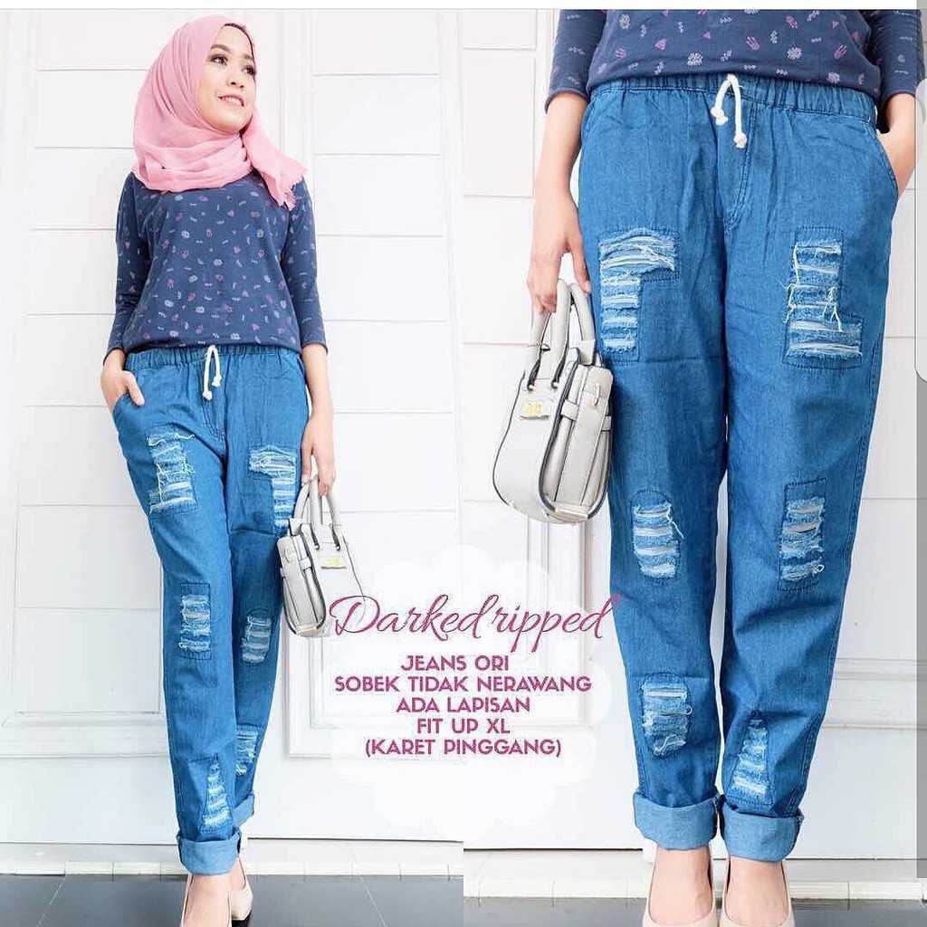 Catty Jeans Celana Casual Bawahan Simple Wanita Hijab Modern