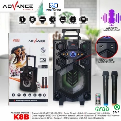 ADVANCE K8B Speaker Meeting Portable 8 inch - FREE 2 MIC WERLESS