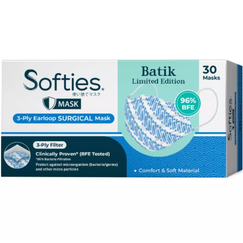 Softies Surgical Mask Biru 30s Earloop