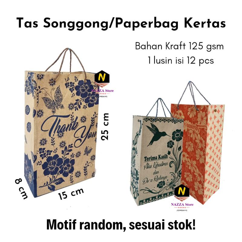 

Paperbag Songgong Wafer Panjang, Gabin dan Minuman Botol Polos & Motif 15x8x25 cm 12 pcs