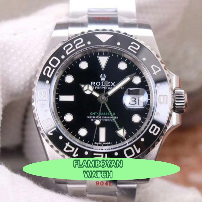 Promo Jam Tangan Pria Terbaru Rolex GMT Master II 116710LN Black Ceramic 904L V11 - Rolex GMT Master