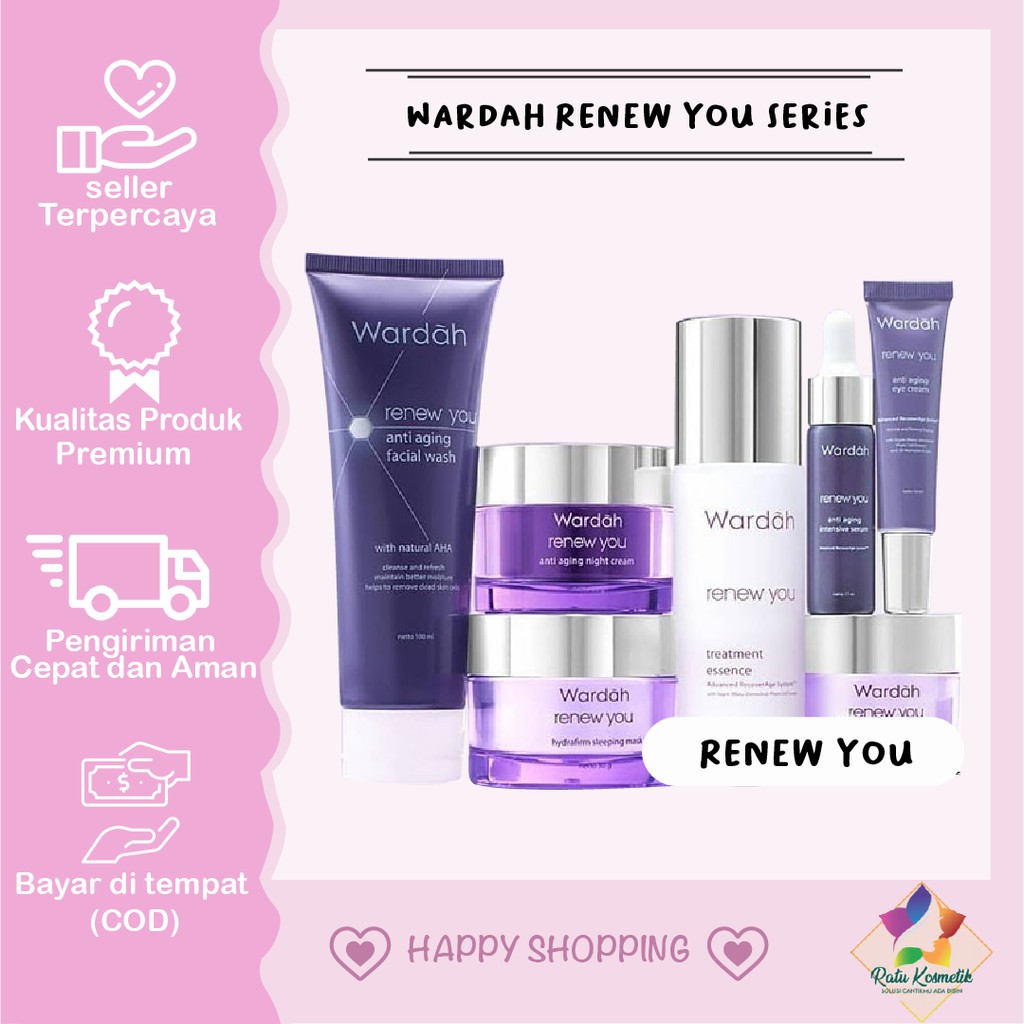 ❤ RATU ❤ Wardah Renew You Series Anti Aging  Day Night Cream Facial Wash Serum BPOM✔️