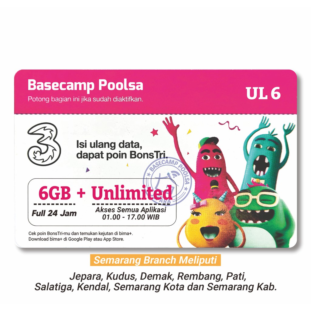 Voucher Tri Unlimited + 6GB (Kuota Lokal Semarang Branch)