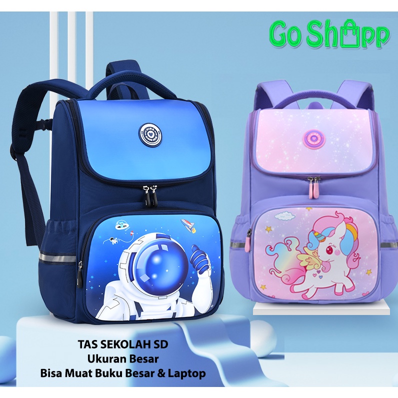 Tas Sekolah Anak Besar Import Premium High Quality Terbaru - Tas Ransel Anak Motif Karakter Lucu - Tas Backpack Anak Sekolah SD - Tas Anak Karakter Unicorn Frozen Elsa - Tas Anak Karakter Astronot Ultraman - Backpack Anak Sekolah Unisex [BK15]