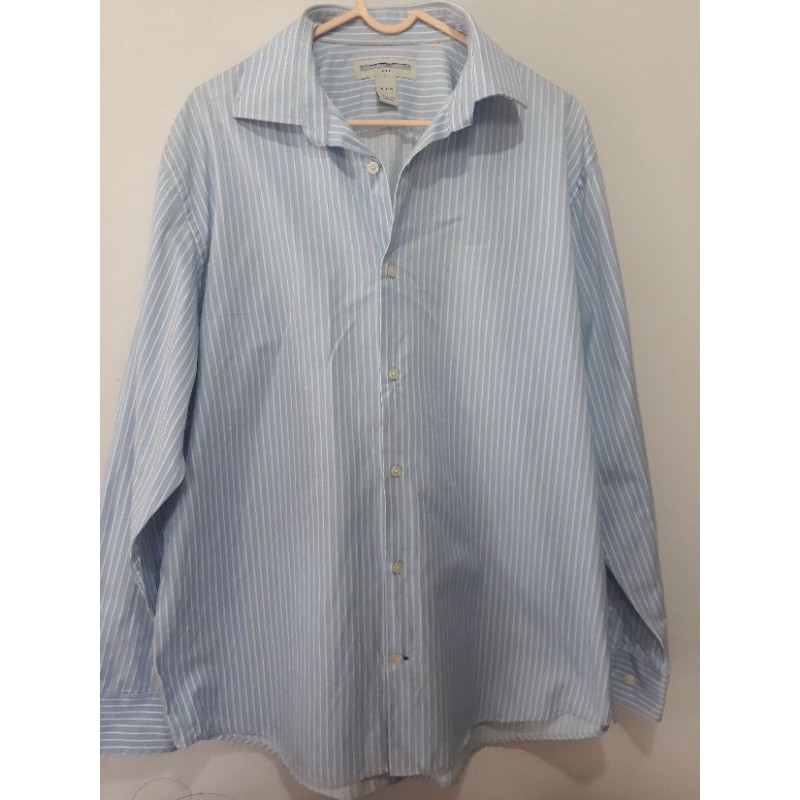 preloved/bekas kemeja pria lengan panjang. motif biru garis.uk L.