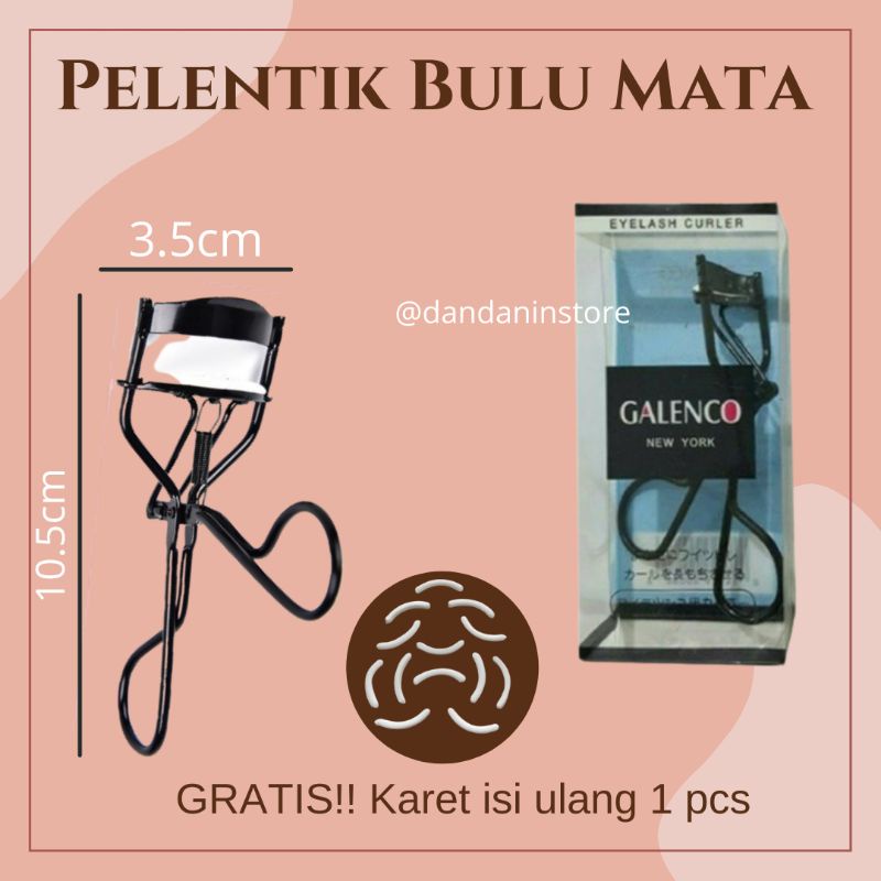 Gratis Karet Pelentik Penjepit Bulu Mata Eyelash Curler Galenco Besi Original Terlaris