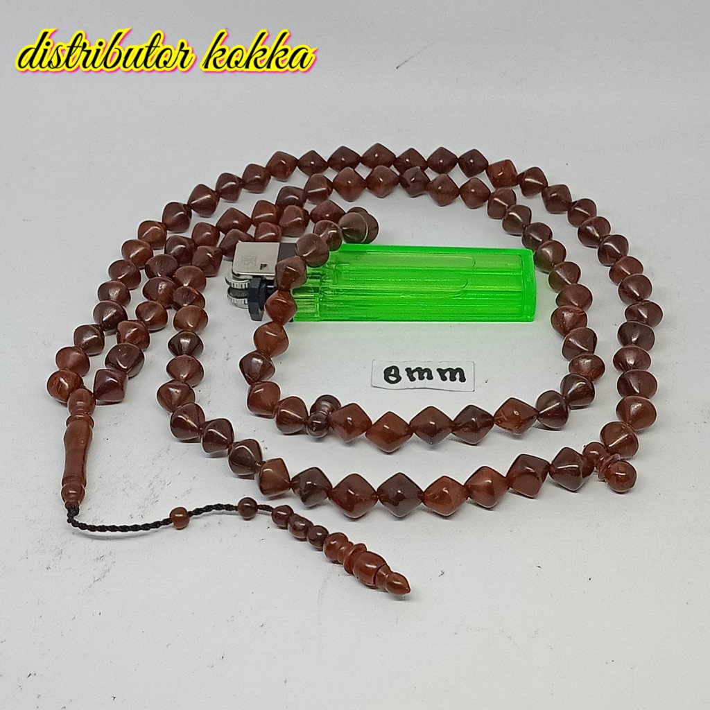 ( SUPER MURAH ) Tasbih Kokka kaukah kaokah fukakah koka wajik polos 8,5 mm coklat