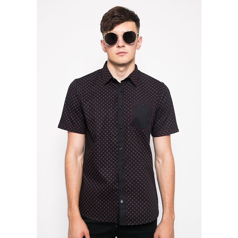 Johnwin - Kemeja Casual - Kemaja Pria - Kemeja Lengan Pendek - Hitam - Ring - ASH.670.K880.743.C S/S