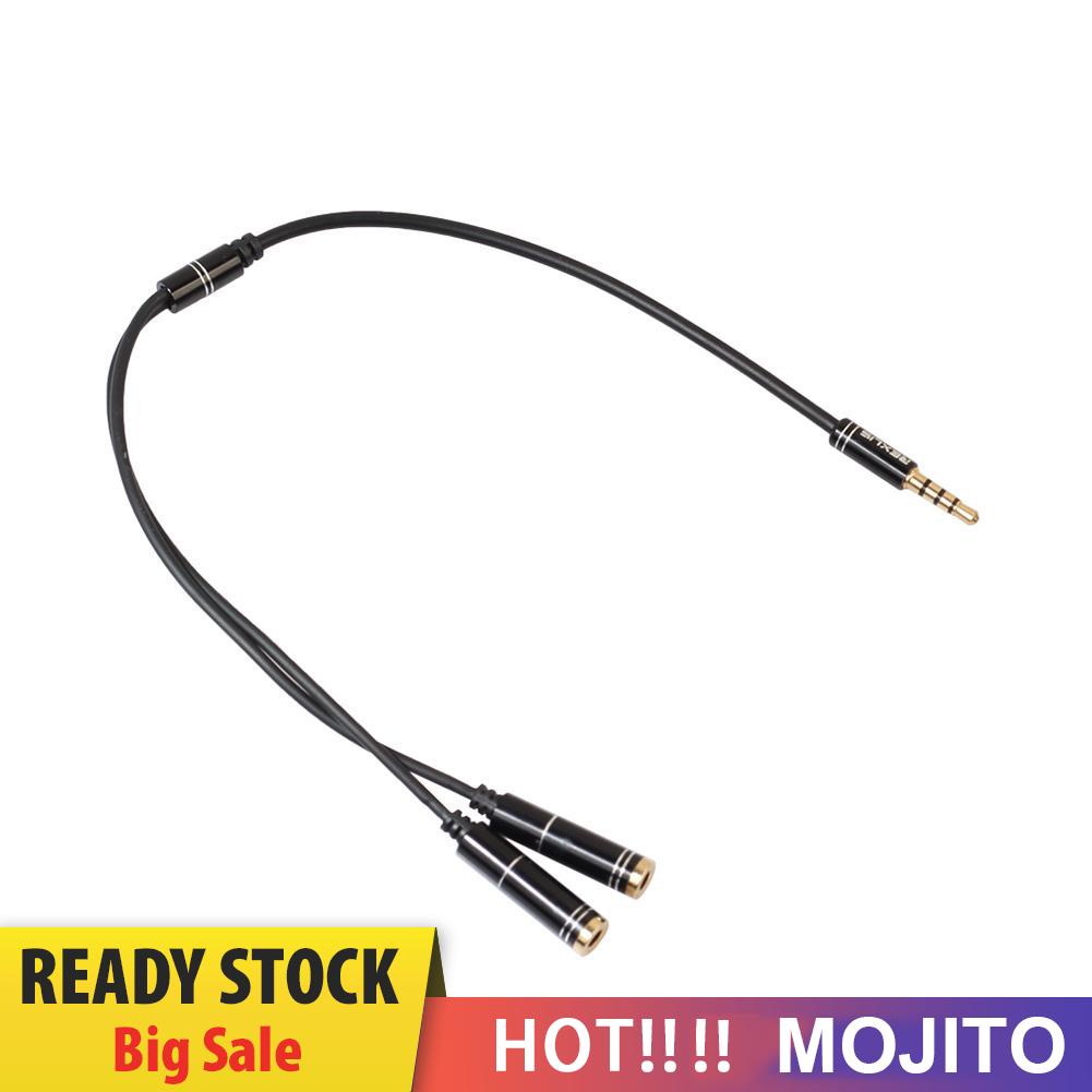 MOJITO 3.5mm Jack Headphone+Mic Audio Splitter Gold-Plated Aux Extension Cable