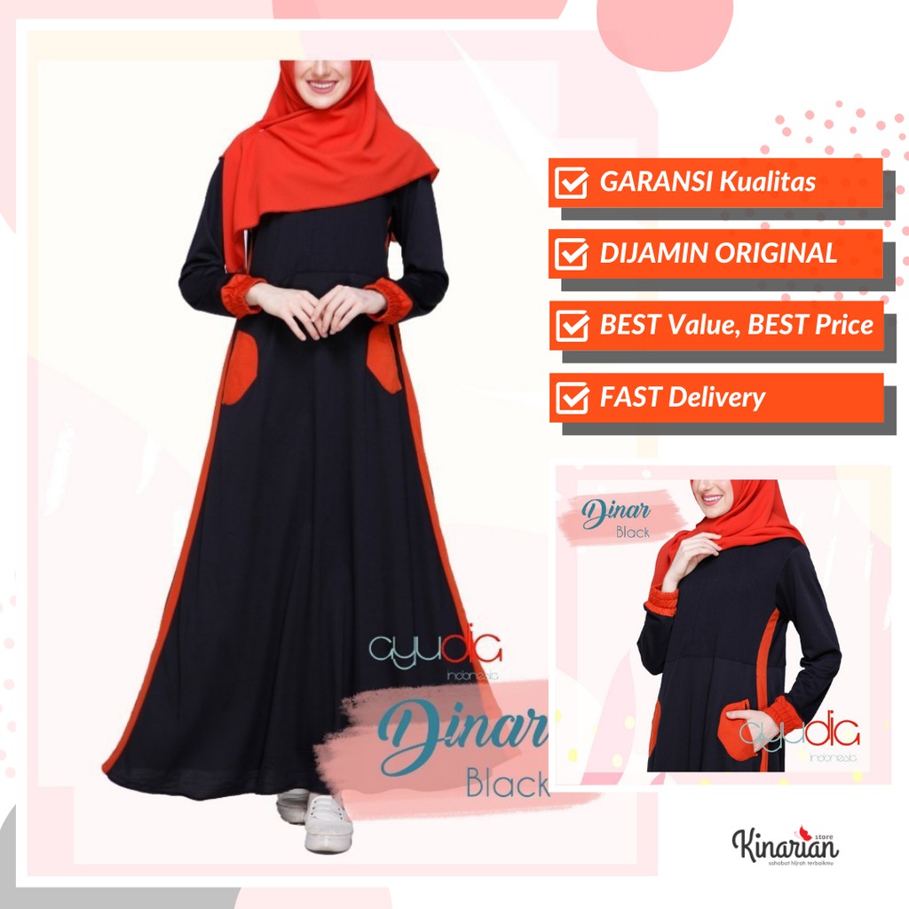 DINAR dress Ayudia Gamis Syari Sporty Terbaru bahan Baby Terry cocok untuk Olahraga Casual Busui
