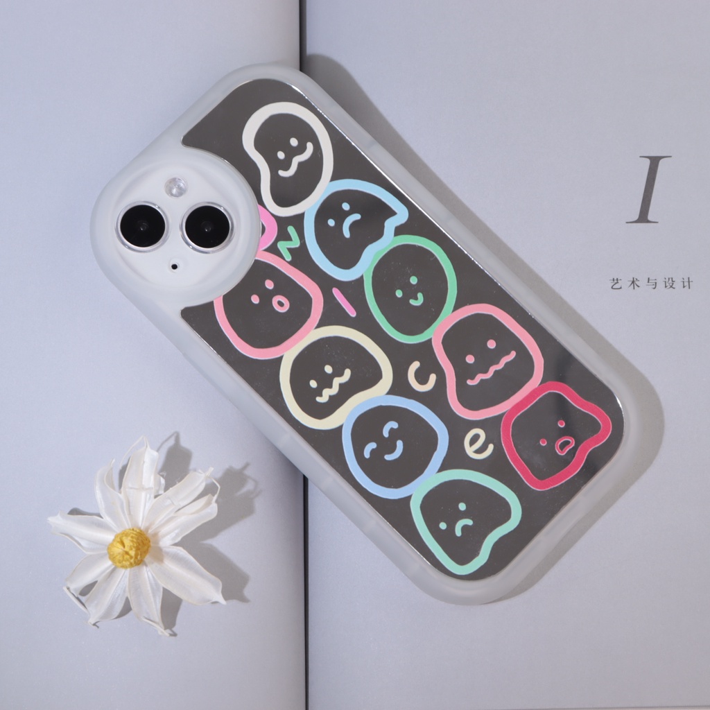 Ins Casing iPhone 14 14pro 14max 14prm 13 13pro 13prm 11 7Plus 8Plus Xr XS 13 12pro Max Motif Cermin