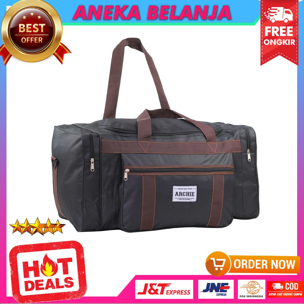 Tas Travel Jinjing Archie Hitam Tas Mudik Travel Multifungsi Muat Banyak Harga Ekonomis