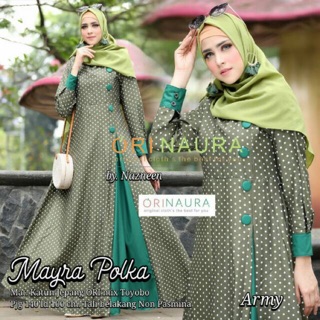  Baju  Gamis  Mayra Polka Dress Ori  Naura  Longdress Maxi 