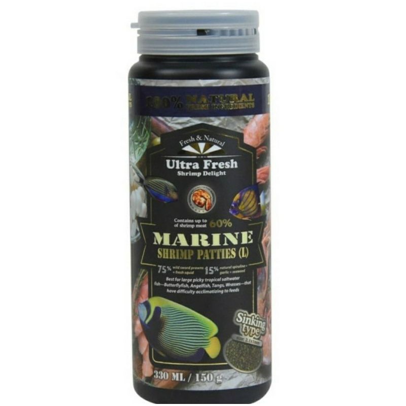 

ultra fresh marine 150gr makanan ikan laut pelet shrimp patties vitamin aksesoris