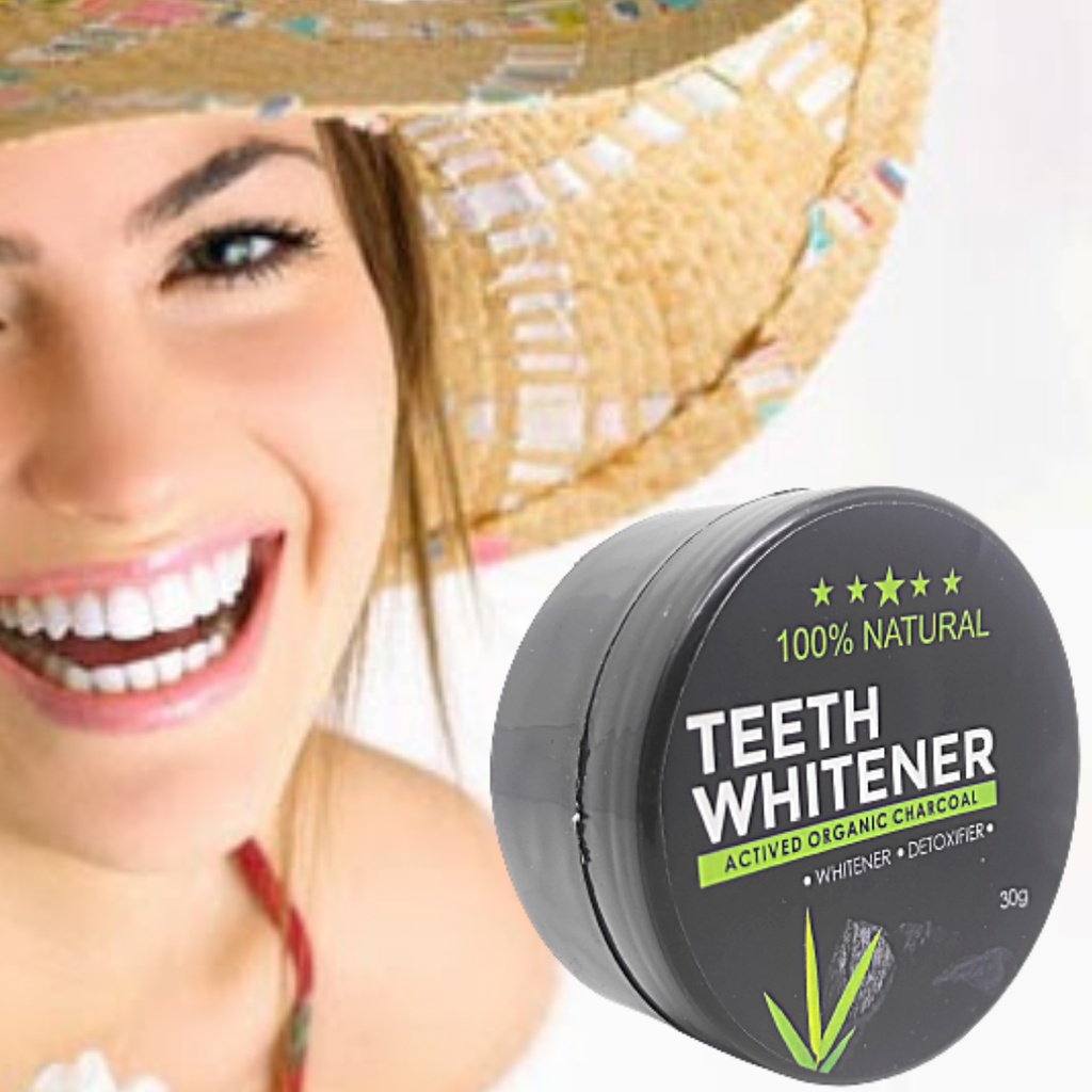 TEETH WHITENER Pemutih Gigi Original Whitening Charcoal Powder Activated 100% Natural