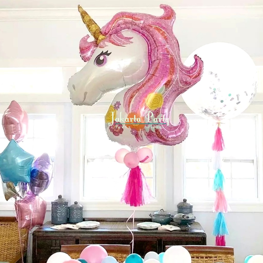 Balon Foil Kuda Pink JUMBO / Balon Foil Karakter Kuda Lucu Imut