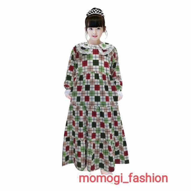 MOMOGI- GAMIS ANAK PEREMPUAN RUFFLE COLLAR KOREAN GIRL / Usia 5th-10th