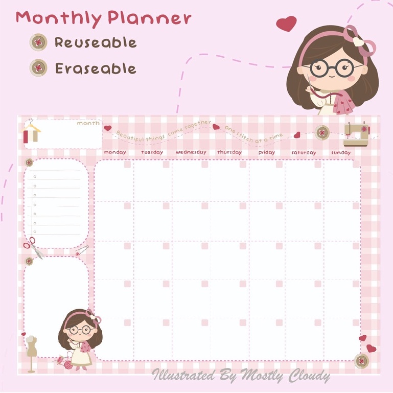

Monthly Planner Set Spidol + Penghapus / Jadwal Bulanan / Schedule Planner / Planner Poster