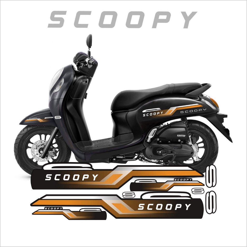 STRIPING VARIASI SCOOPY 2021 LIS MINIMALIS STICKER STIKER LIS  SCOOPY 2021 ORANGE