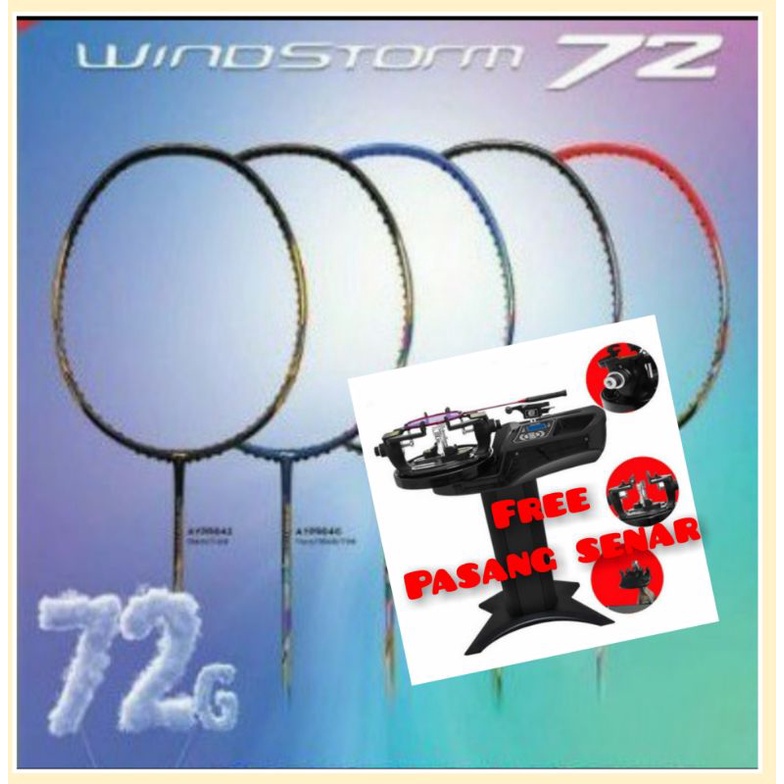 raket badminton Li-Ning windstrom 72 full carbon super + pasang senar