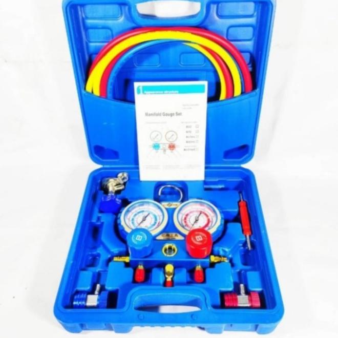 Meteran Ac Manifold Gauge Alat Cek Ac Mobil Komplit Full Set