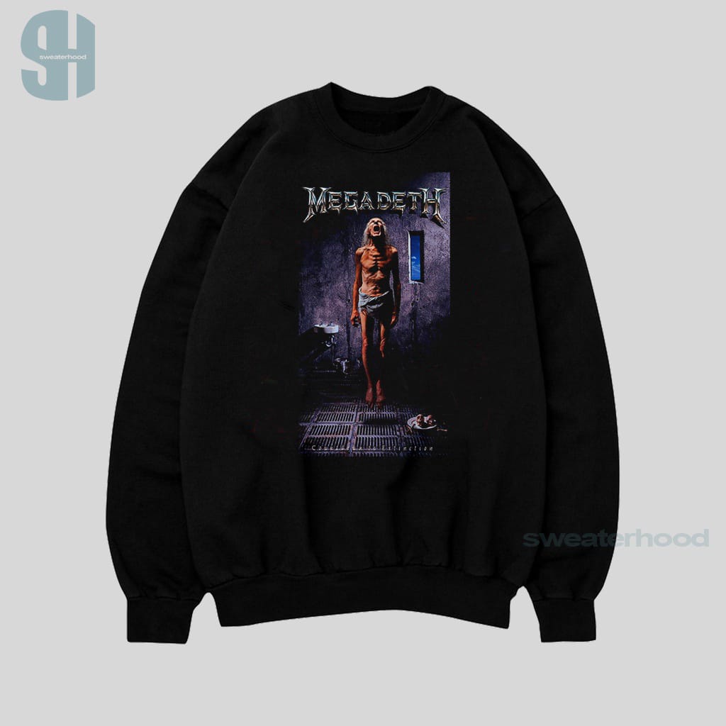 Crewneck Black Megadeth 1 Sweatshirt Hitam Jaket Vintage Pria Dan Wanita Sweaterhood