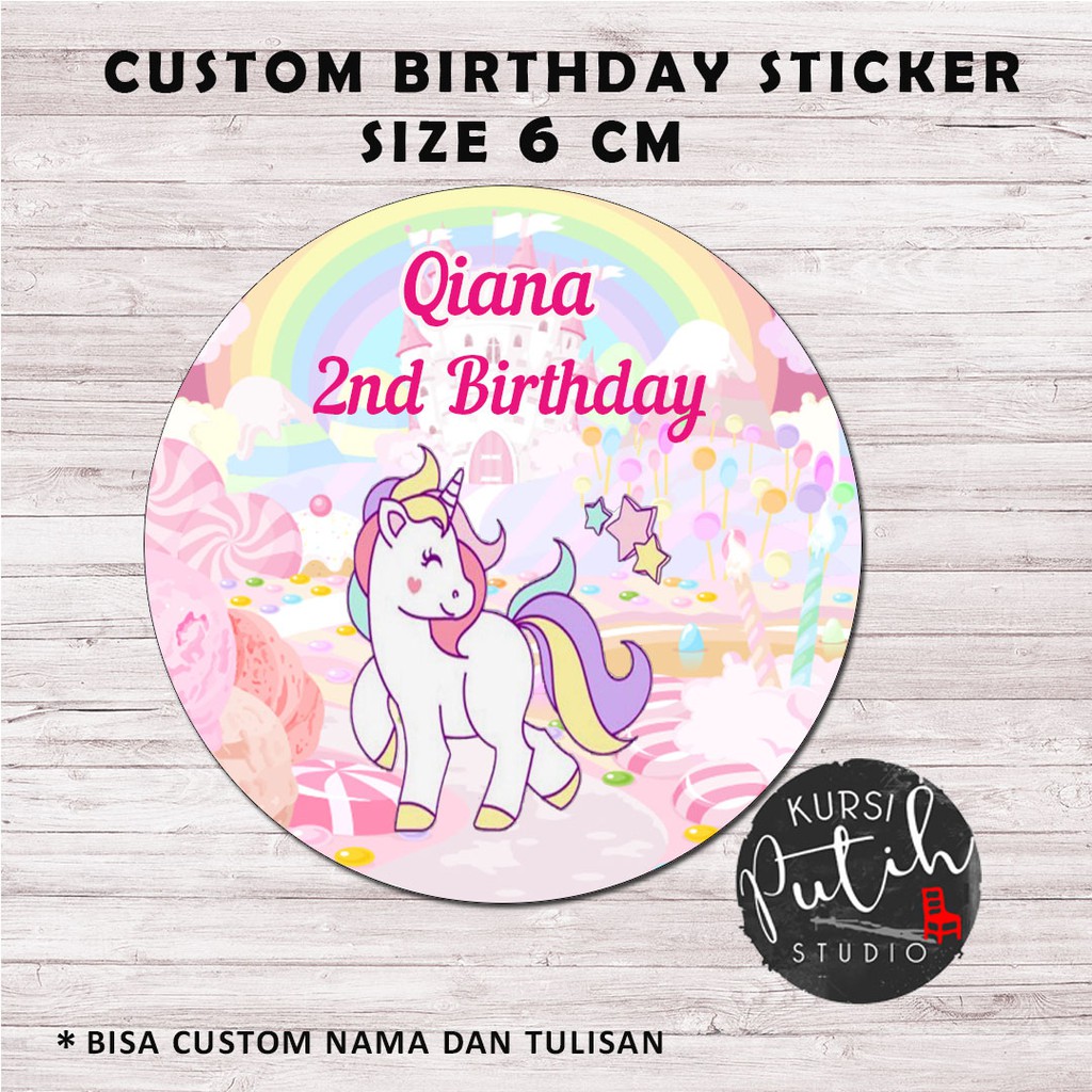 

custom birthday sticker tema unicorn