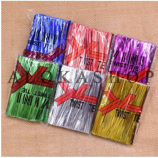 

Twist Tie / Pita kawat 8cm / pita souvenir / pita ulang tahun warna warni