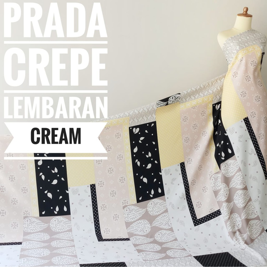 Kain Meteran Prada Crepe Lembaran Cream (0.5M)