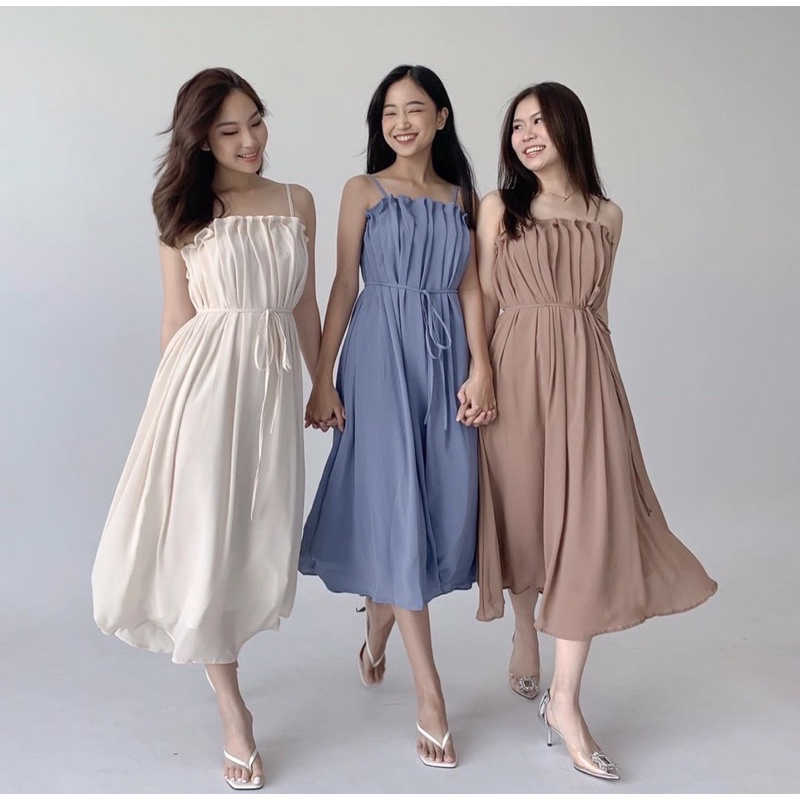 HEBE DRESS KOREA ( WITH FURING LINING FULL LENGTH ) - PROM NIGHT GOWN - BUMIL FRIENDLY - FLOWY MAXI DRESS KONDANGAN - DRESS PESTA SEXY TALI SPAGETI - BRIDESMAID WEDDING DRESS - HADIAH / KADO ULTAH CEWEK