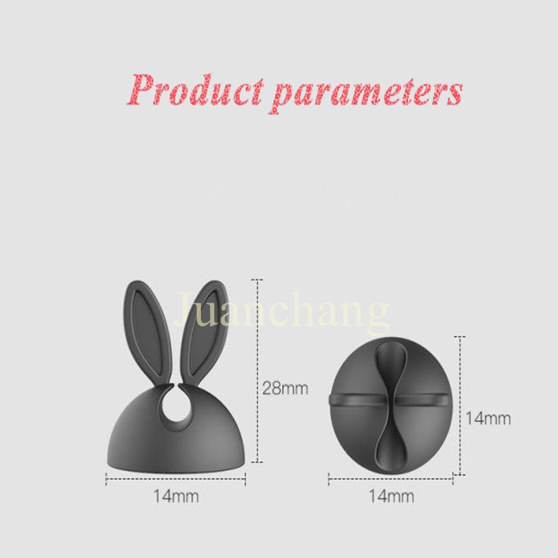 1pc Klip Holder Kabel Earphone Bentuk Telinga Kelinci Bahan Silikon