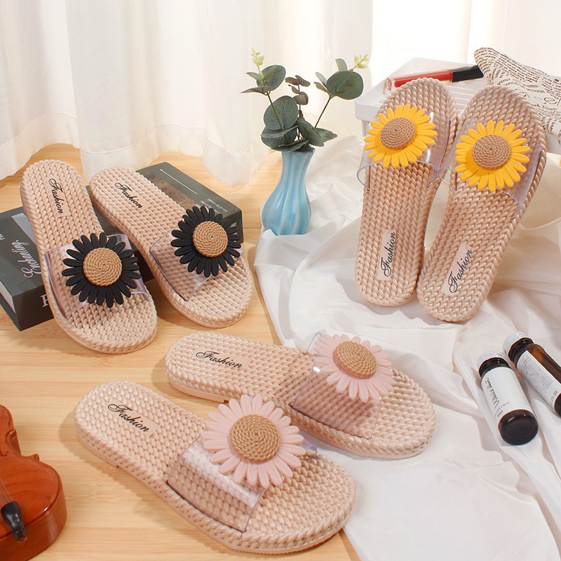 2021 Sandal Selop Flat Open Toe Bahan Rotan Imitasi 2021 Sandal Selop Flat Open Toe Bahan Rotan Imitasi